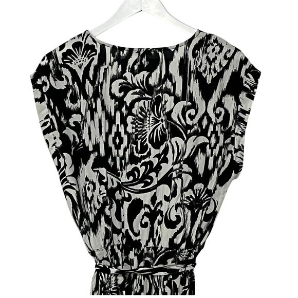 SAM JESS WOMENS SIZE XLARGE PRINTED V-NECK BELTED MAXI DRESS BLACK WHITE - Picture 7 of 12